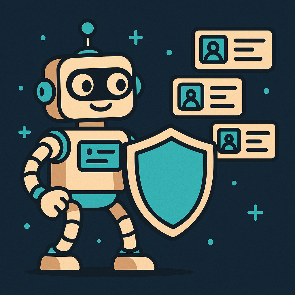 AI agent safeguarding user credentials with advanced security measures.